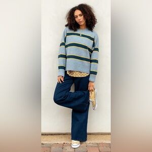 Mersea Voyageur Keeper Sweater Crew Neck Oversized Blue & Yellow Striped XS